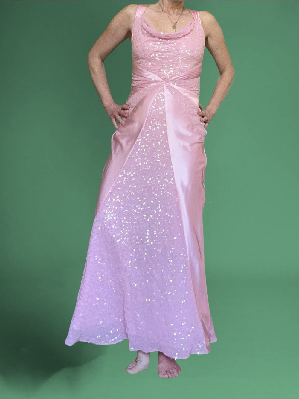 Vintage Night Way Collections Pink Sequin Formal Gown
